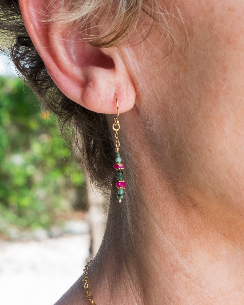 ANYA Emerald and Ruby Gold Earrings