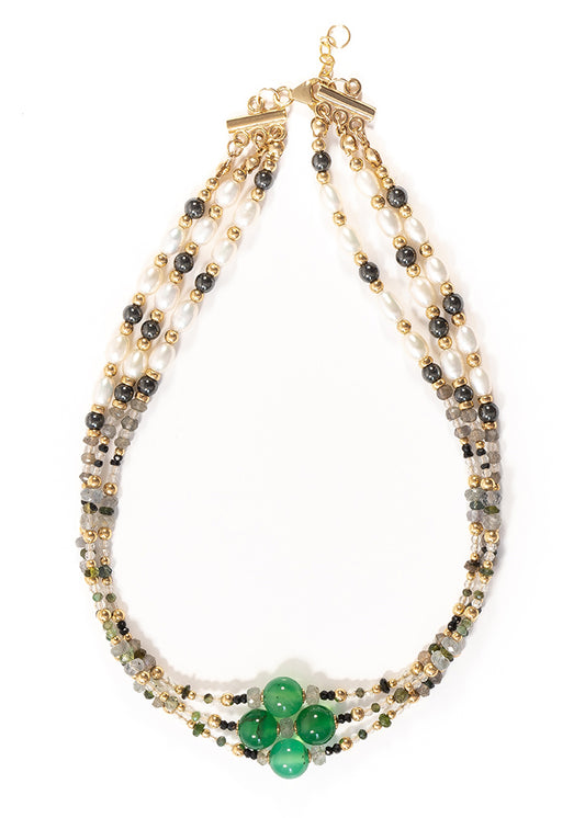 MYLAH Sapphire, Tourmaline and Emerald Gold Choker - Jitterbug Jewellery