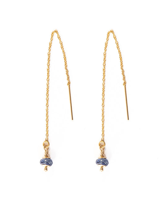ZANTHE Kyanite Gold Drop Ear Threaders - Jitterbug Jewellery