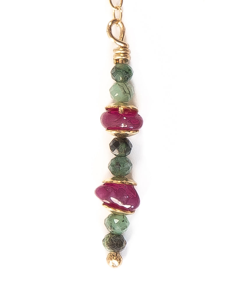 ANYA Emerald and Ruby Gold Earrings - Jitterbug Jewellery