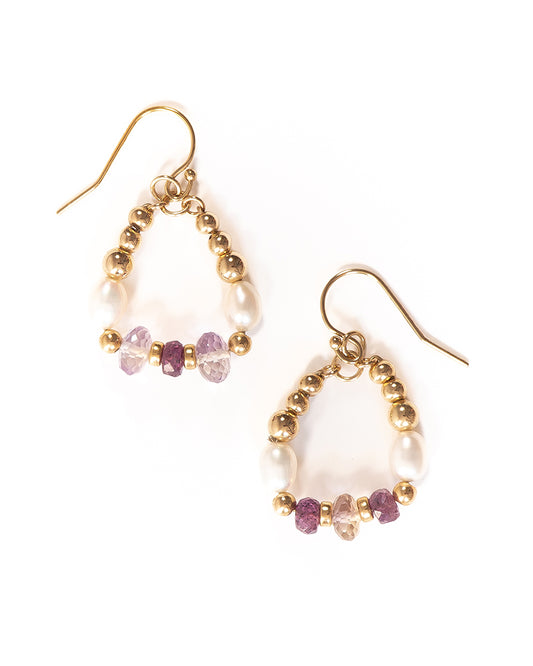 LOLA Ametrine, Sapphire and Pearl Gold Earrings - Jitterbug Jewellery