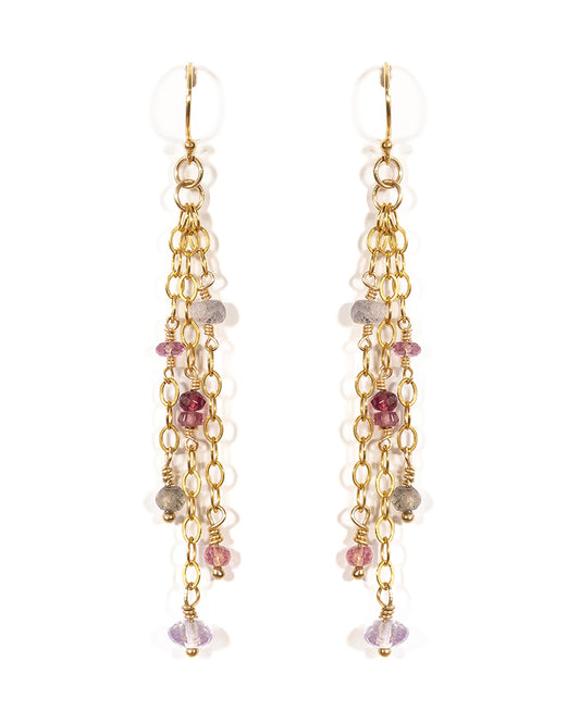 ELSA Tourmaline Waterfall Gold Earrings - Jitterbug Jewellery