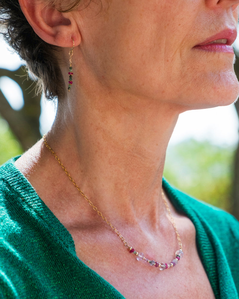 ROSA Sapphire, Ruby and Ametrine Gold Necklace - Jitterbug Jewellery