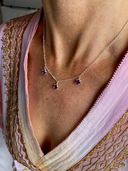 MAHARAJA Amethyst silver necklace - Jitterbug Jewellery