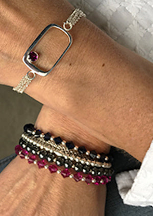 FENN - multi-strand Swarovski crystal & semi precious stone bracelet - Jitterbug Jewellery