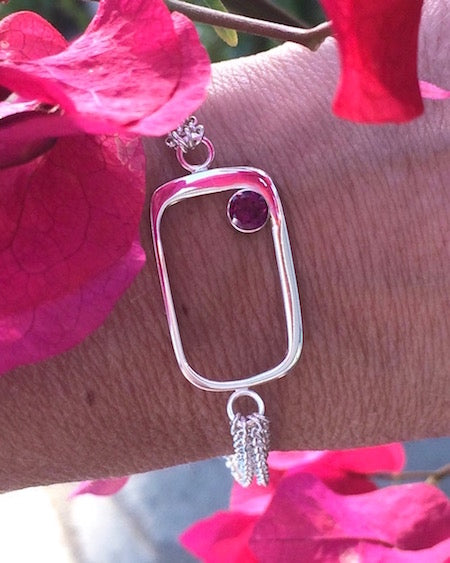 CHRISTIE - Garnet Rhodolite Silver Strand Bracelet