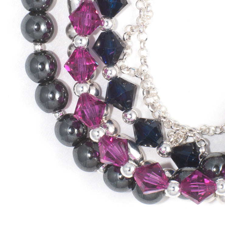 FENN - multi-strand Swarovski crystal & semi precious stone bracelet - Jitterbug Jewellery