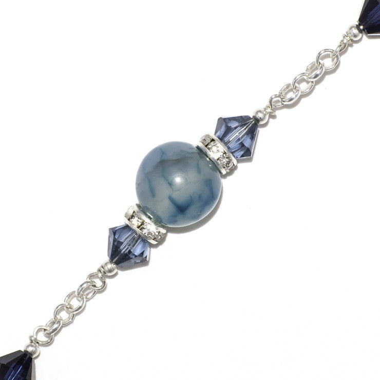 VARANASI Silver stacking bracelet with Swarovski crystals & semi precious stones