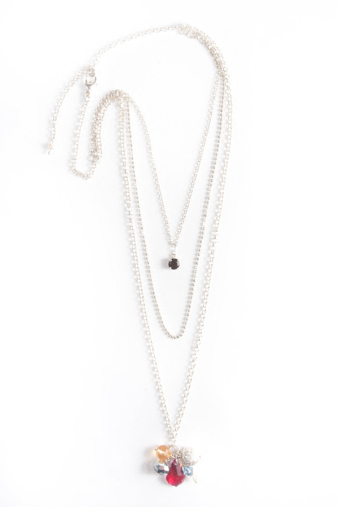 Unique multi-strand Swarovski crystal & semi precious stone necklace - Jitterbug Jewellery