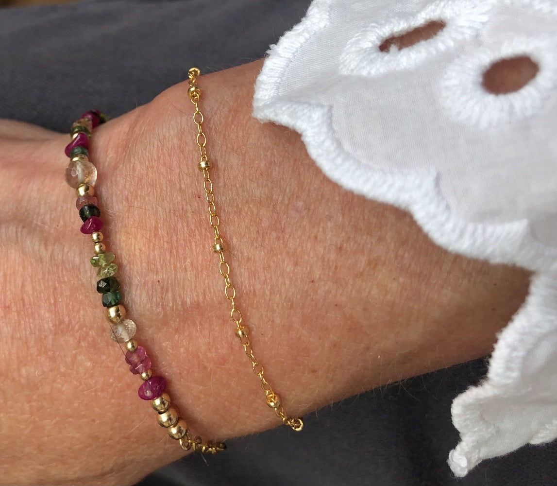 HOPE Tourmaline and Ruby Gold Bracelet - Jitterbug Jewellery