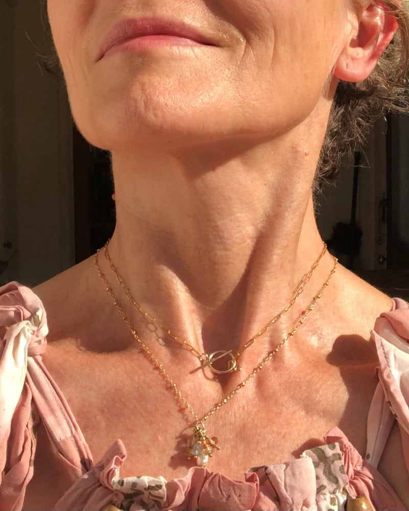 CELESTE Sapphire and Topaz Cluster Gold Necklace - Jitterbug Jewellery