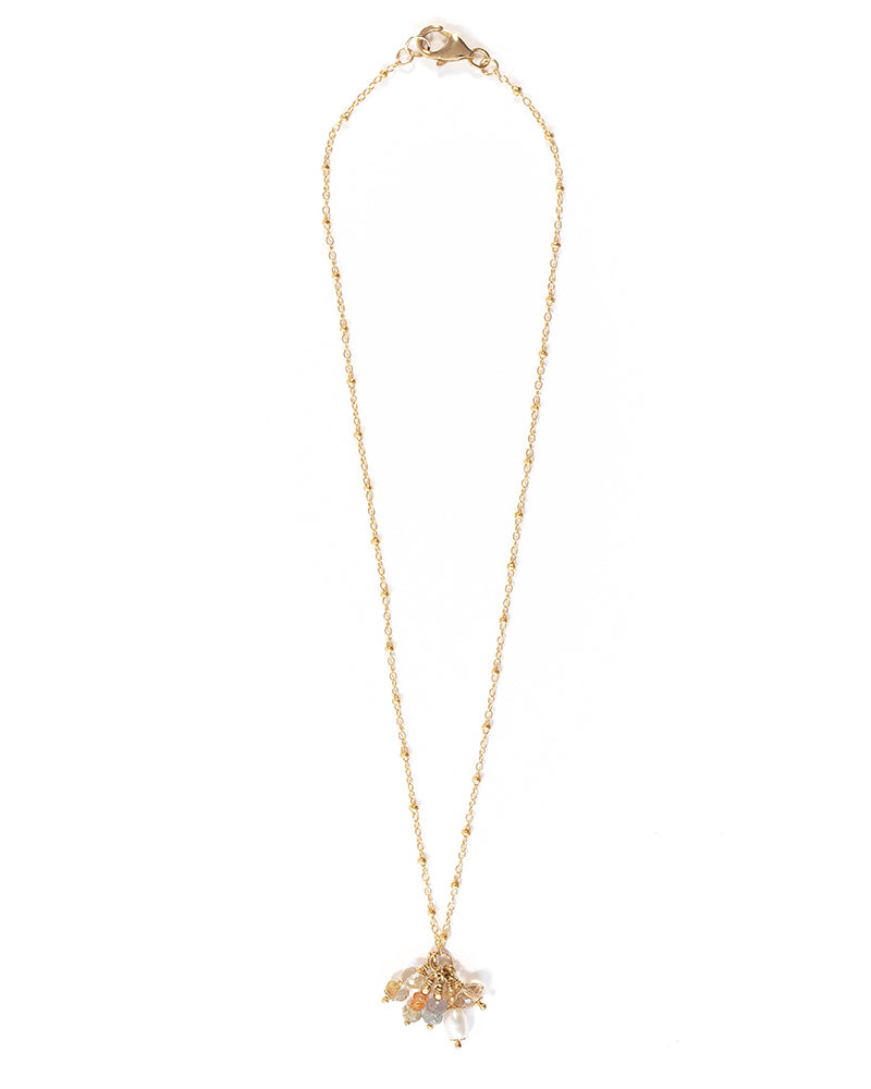 CELESTE Sapphire and Topaz Cluster Gold Necklace - Jitterbug Jewellery