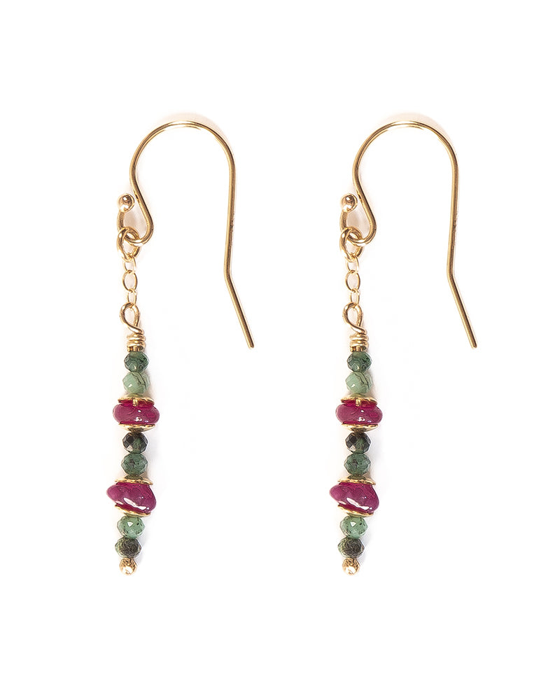ANYA Emerald and Ruby Gold Earrings - Jitterbug Jewellery