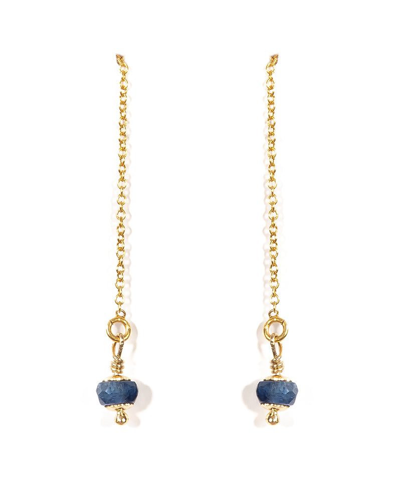 ZANTHE Kyanite Gold Drop Ear Threaders - Jitterbug Jewellery