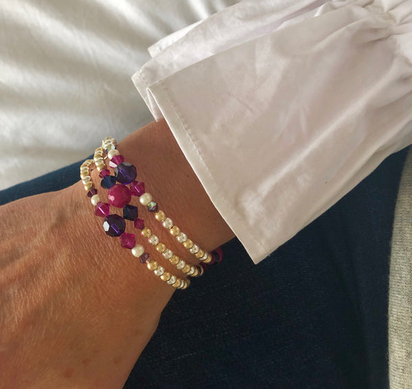 SHAMBHALA Multi strand bracelet with Swarovski crystals and semi precious stones - Jitterbug Jewellery