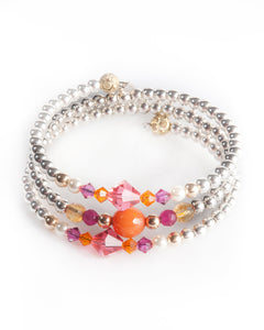 JAIPUR -  Multi strand bracelet with Swarovski crystals & pearls, semi precious stones, 925 sterling silver balls & gold filled balls