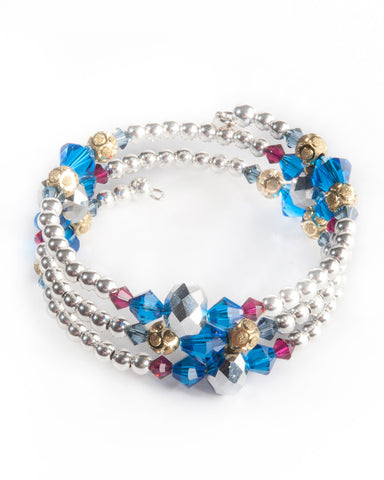 JODHPUR - Multi strand bracelet with Swarovski crystals & 925 sterling silver balls