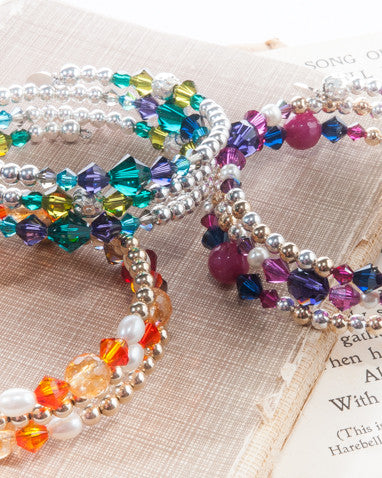 SHAMBHALA Multi strand bracelet with Swarovski crystals and semi precious stones
