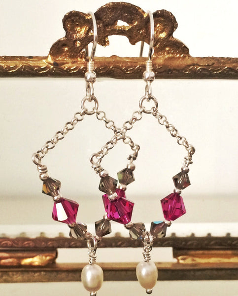 PALOLEM Swarovski Crystal Chain Dangle Drop Earrings