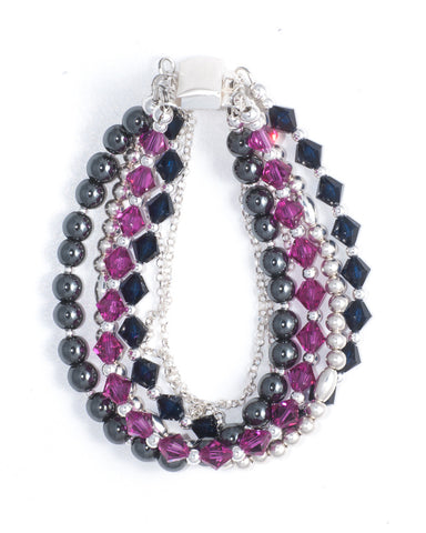 FENN - Multi-strand Swarovski crystal & semi precious stone bracelet - Jitterbug Jewellery