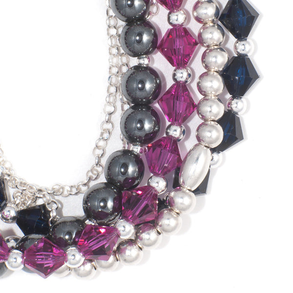 FENN - multi-strand Swarovski crystal & semi precious stone bracelet - Jitterbug Jewellery