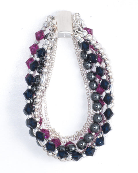 FENN - Multi-strand Swarovski crystal & semi precious stone bracelet - Jitterbug Jewellery