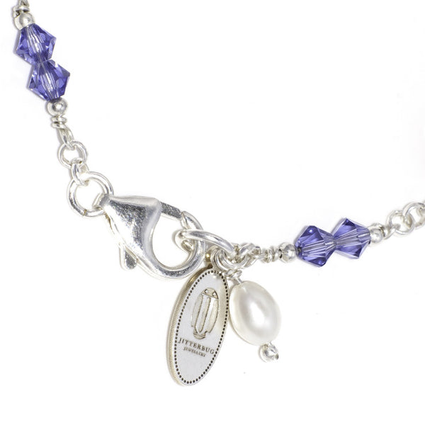 AGRA -  silver stacking bracelet with Swarovski crystals & precious stones  - Jitterbug Jewellery