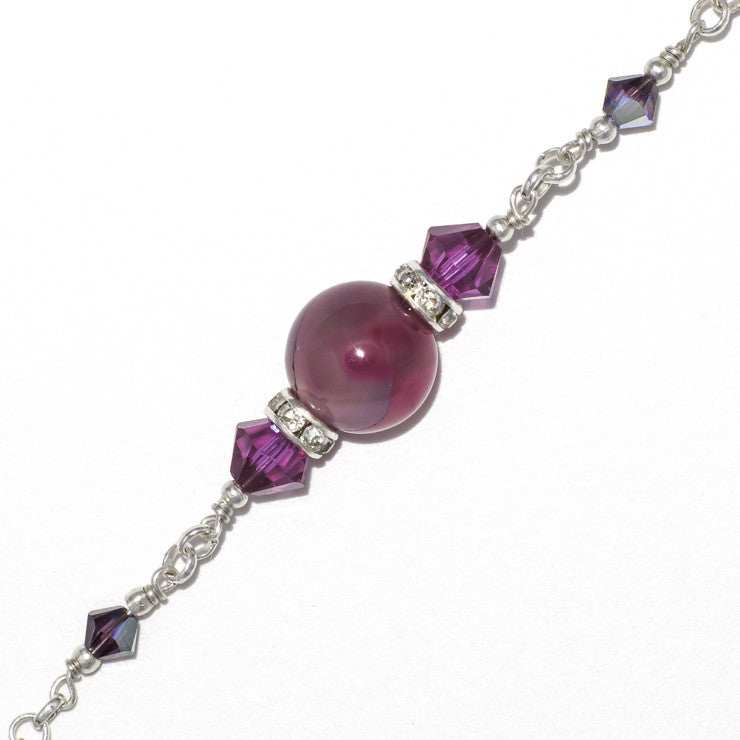 AGRA - silver stacking bracelet with Swarovski crystals & precious stones - Jitterbug Jewellery