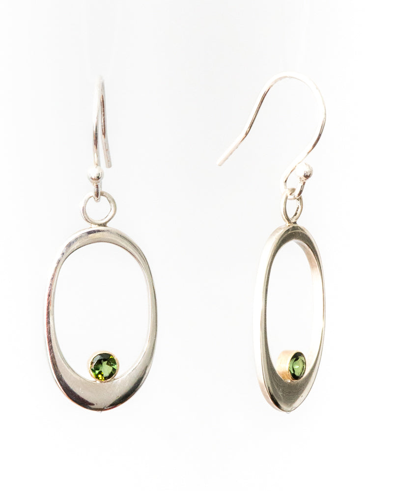 JEANIE - Green Tourmaline Silver Earrings