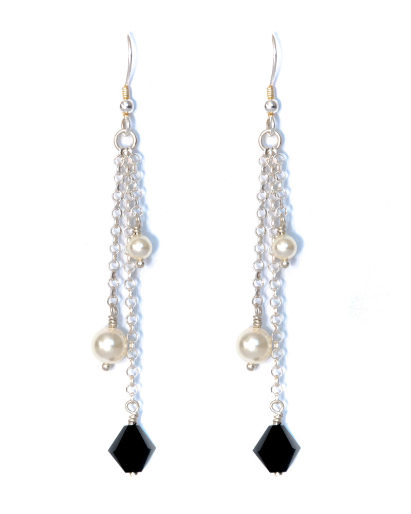 MAHAL Swarovski Crystal & Pearl Multi Drop Earrings