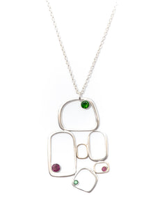 BIBA Multi Gemstone Silver and Gold Pendant JitterbugJewellery