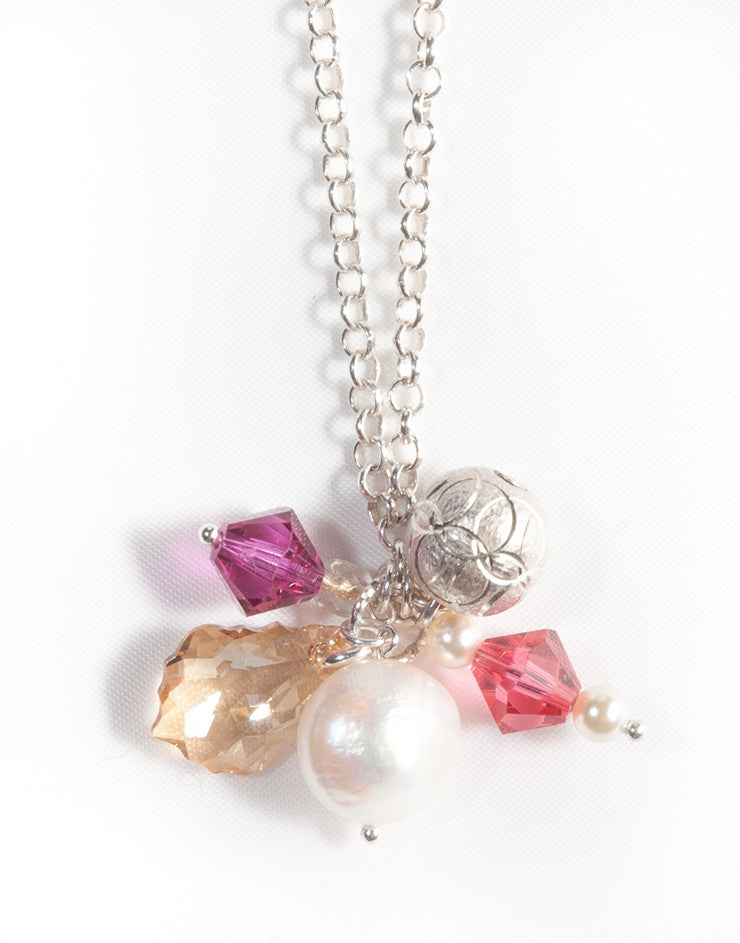 Unique layered sterling silver necklace with gemstones & Swarovski crystals  - Jitterbug Jewellery