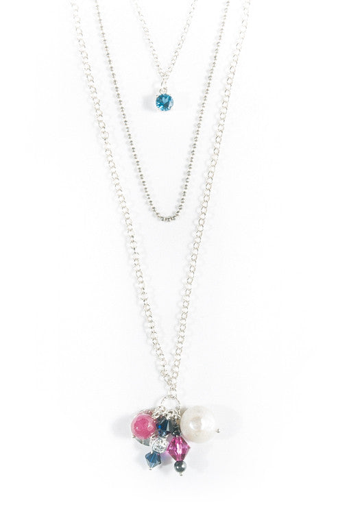 HIMALAYA - London Topaz Layered Silver Necklace -  Jitterbug Jewellery